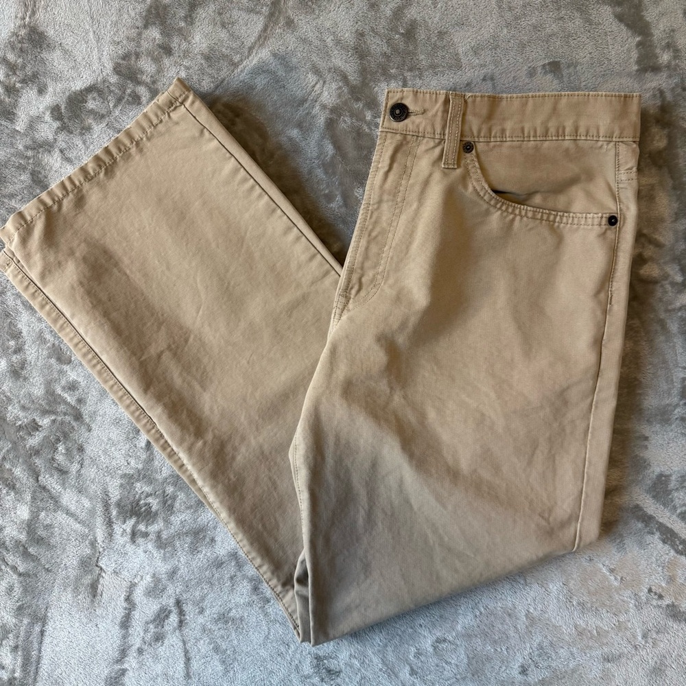 Eddie‎ Bauer Mens 34x32 Straight Fit Khaki Chino Pants Tan Cotton